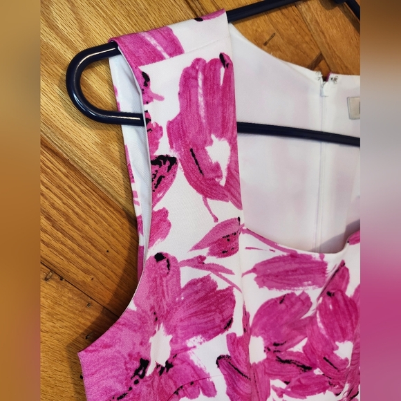 Kasper white and pink floral square neck sheath dress size 4 - Picture 4 of 14